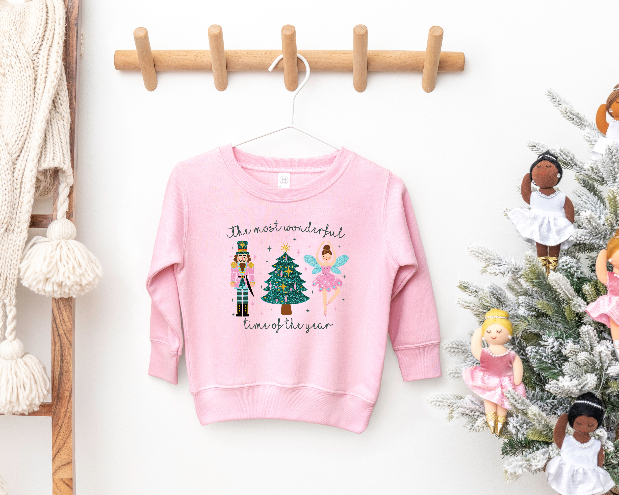 Sugar plum fairy nutcracker inspired christmas sweatshirts for kids and toddlers.