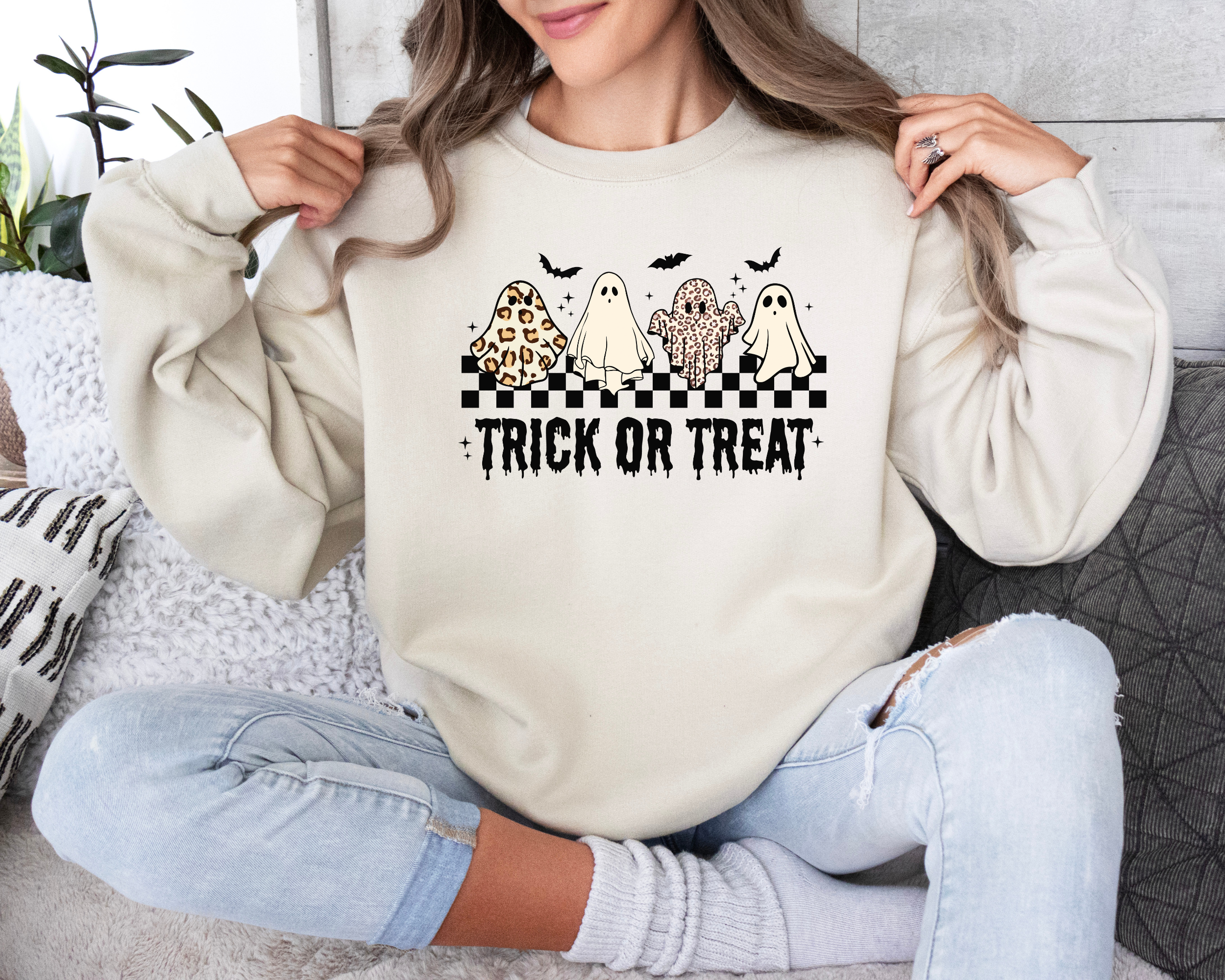 Retro Trick or Treat Sweatshirt | Women's Halloween Sweatshirt
