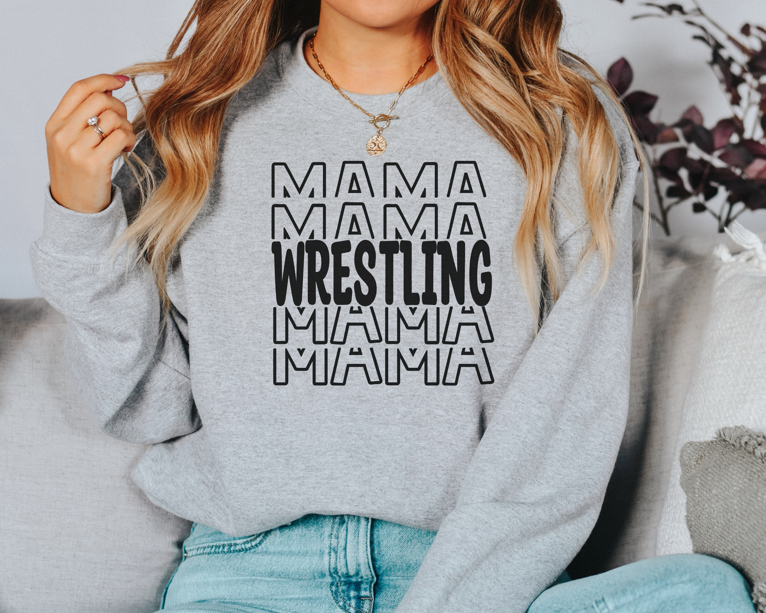 Wrestling Mama Stacked Sweatshirt | Wrestling Mom Sweatshirt